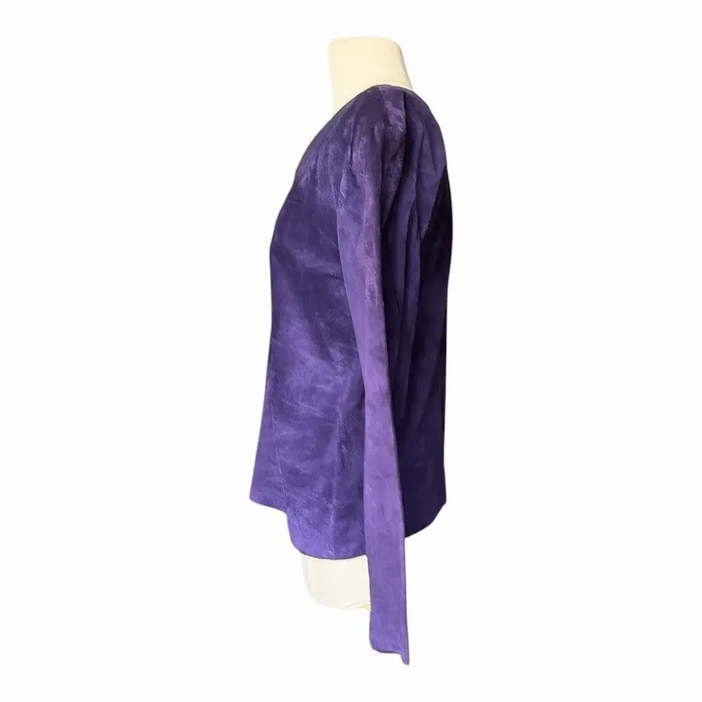 Vintage Liz Roberts Robert Elliott Purple Suede Two Piece Skirt Set Medium - Picture 7 of 16